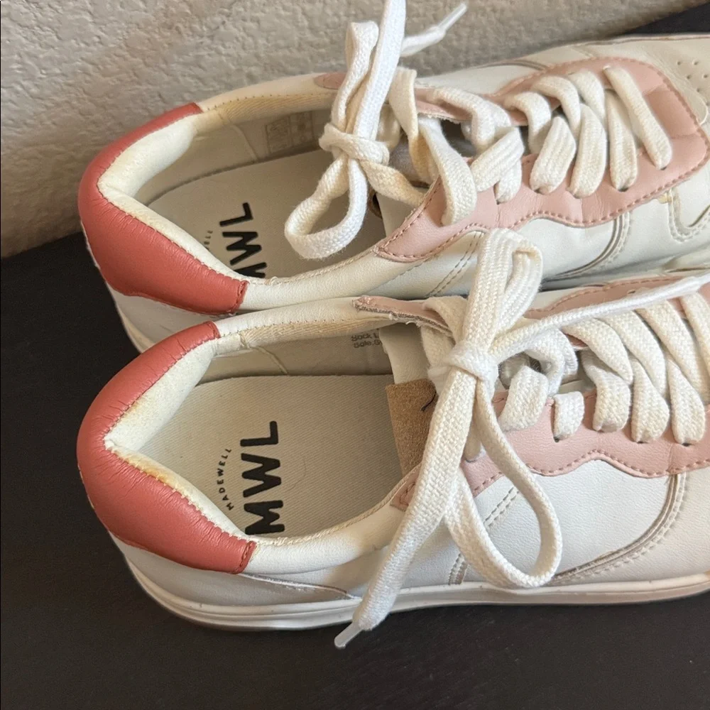 Madewell Court Sneakers in Pink and White Leather Women’s Size 9 - Picture 4 of 10